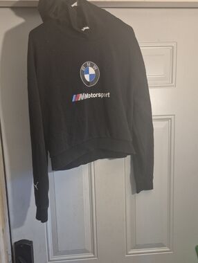 BMW Black Motorsport Crewneck Sweater with Blue & White Logo
